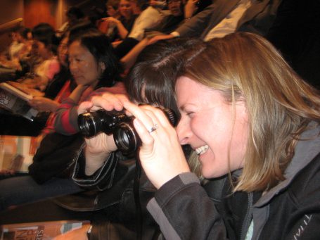 Taking in a musical performance with one pair of binoculars, no problem.